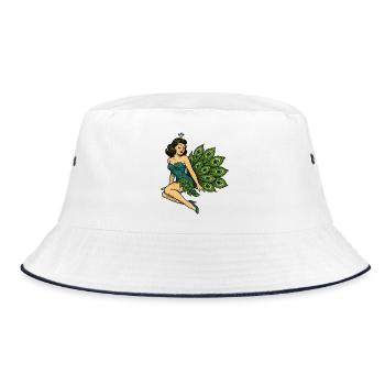 Peacock Pinup in Vintage Blue - Bucket Hat - white/navy - Front