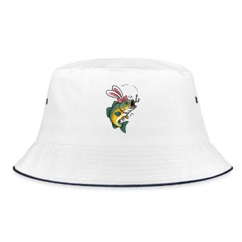 Funny Easter Fish Art Fishing - Bucket Hat - white/navy - Front