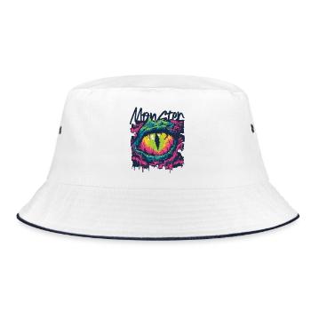 Neon Dragon Eye Graffiti - Bucket Hat - white/navy - Front