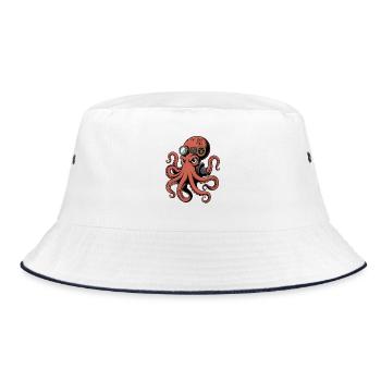 Octopus in steampunk style with monocle - Bucket Hat - white/navy - Front
