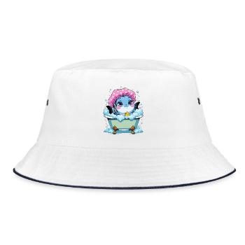 Fish in Pink Bathtub - Bucket Hat - white/navy - Front