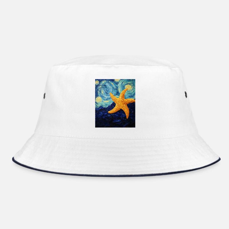 Starfish Van Gogh Style Starry Night Bucket Hat