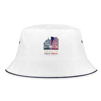 Berlin meets Tokyo – Urban City Vibes Design - Bucket Hat - Weiß/Navy - Vorne