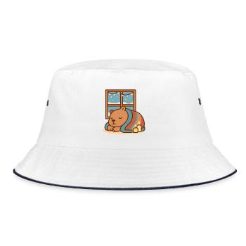 Capybara snuggles up in winter - Bucket Hat - white/navy - Front