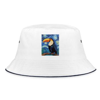 Toucan Bird Van Gogh Style - Bucket Hat - white/navy - Front