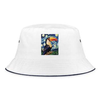 Toucan Bird Van Gogh Style - Bucket Hat - white/navy - Front