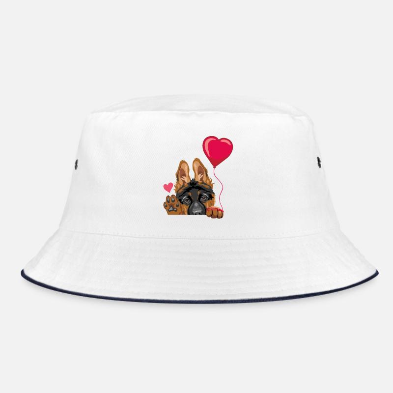 Winkender Deutscher Schäferhundwelpe mit Luftballon Bucket Hat