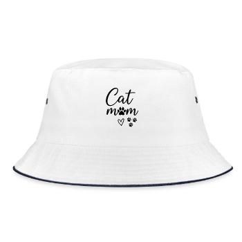 Katze Mama Katzenliebhaber Katze Mama - Bucket Hat - Weiß/Navy - Vorne
