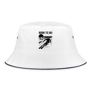 Ski-Zitat Born to Ski - Bucket Hat - Weiß/Navy - Vorne
