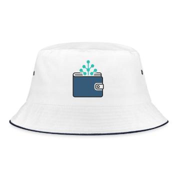 Crypto Wallet | Blockchain & Finance Symbol - Bucket Hat - white/navy - Front