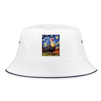Turkey Bird Van Gogh Style - Bucket Hat - white/navy - Front
