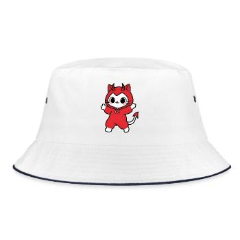 Cat Devil Hoodie Red - Bucket Hat - white/navy - Front