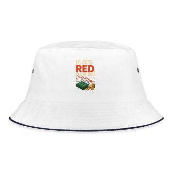 Roter Markt Finanzen vor dem Schlafengehen - Bucket Hat - Weiß/Navy - Vorne