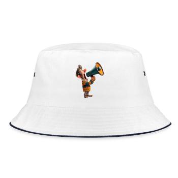 Cartoon Megaphone Speaker - Bucket Hat - white/navy - Front