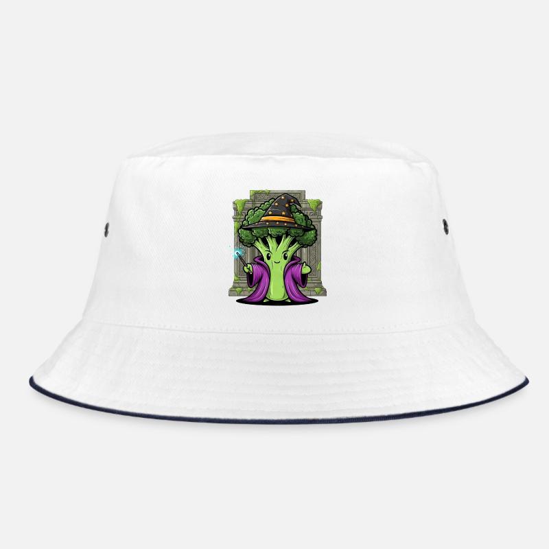 Cute Halloween Broccoli Wizard Witch Cartoon Bucket Hat