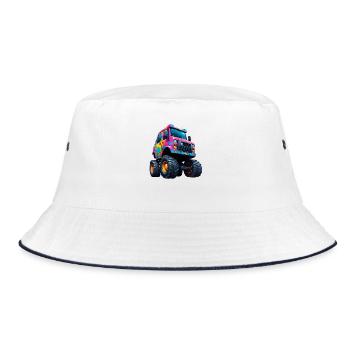 Colorful Monster Truck Power Monster - Bucket Hat - white/navy - Front