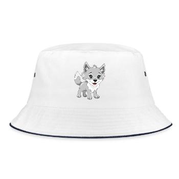 Cute smiling baby wolf - Bucket Hat - white/navy - Front