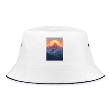 Mountains in the Pastel Sun - Bucket Hat - white/navy - Front
