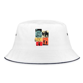 Solar System, Telescope, Stargazing - Bucket Hat - white/navy - Front