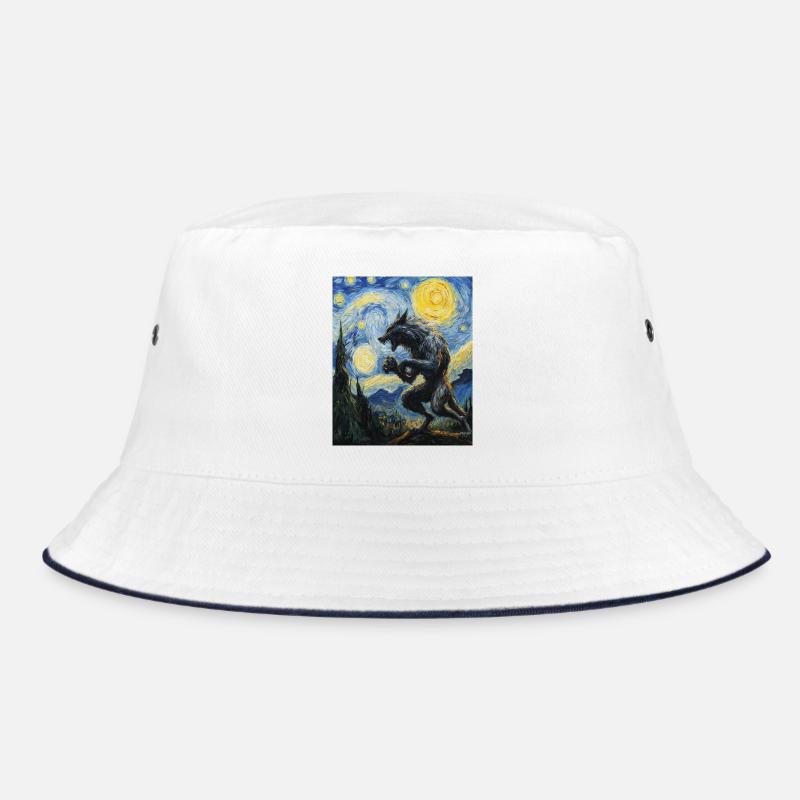 Werwolf Wolf Van Gogh Style Bucket Hat