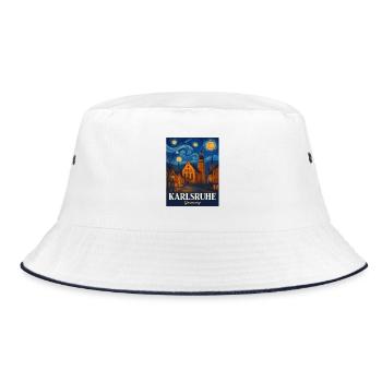 Karlsruhe Sternenstadt Malstil - Bucket Hat - Weiß/Navy - Vorne