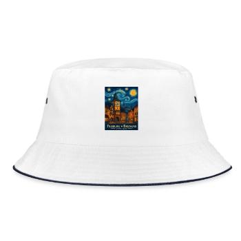 Freiburg Sternennacht Stadtbild - Bucket Hat - Weiß/Navy - Vorne