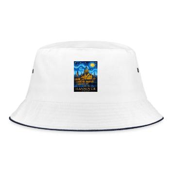 Hannover Nachtstern Skyline - Bucket Hat - Weiß/Navy - Vorne