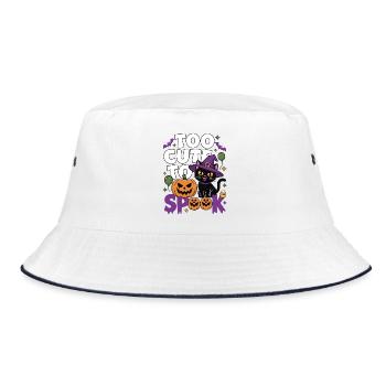 Too Cute to Spook - Cute Witch Cat - Bucket Hat - white/navy - Front