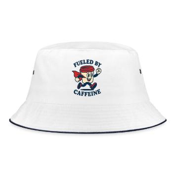 Fueled by Caffeine Hero - Bucket Hat - white/navy - Front