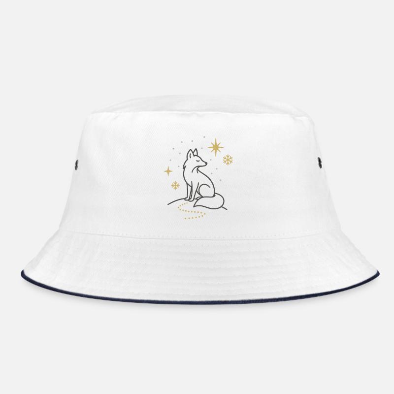 Mondwolf Silhouette mit Sternen Bucket Hat