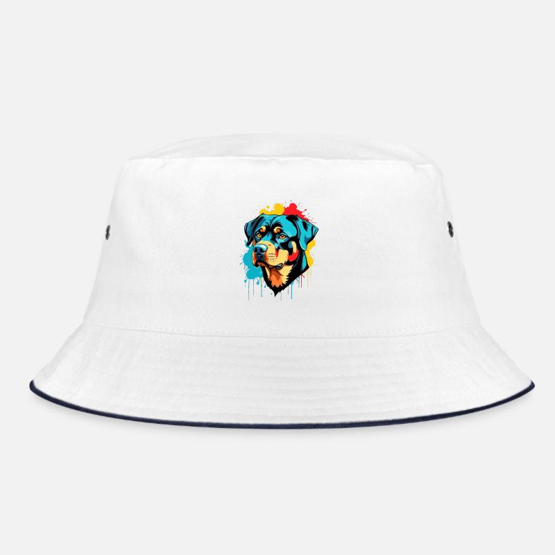 Farbexplosion Hundeporträt Rottweiler Bucket Hat