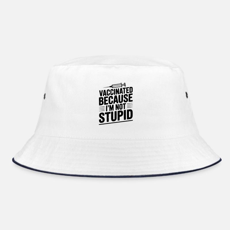 Geimpft, weil ich nicht dumm bin - Bucket Hat - Weiß/Navy