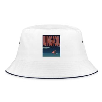 Wingfoiler Welle - Bucket Hat - Weiß/Navy - Vorne
