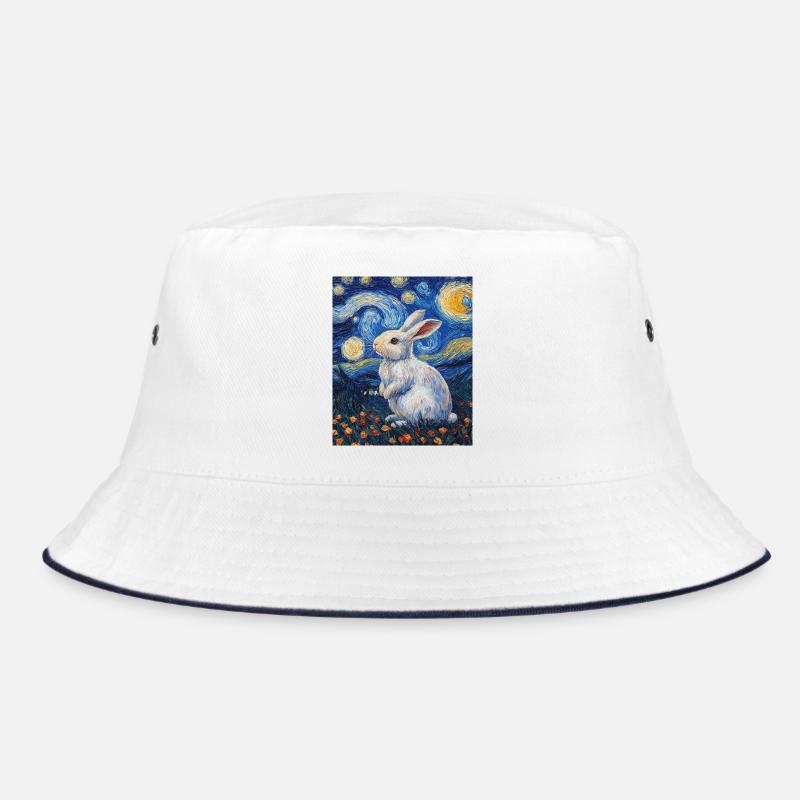 Rabbit Van Gogh Style Starry Night Bucket Hat