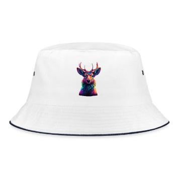 Portrait de tête de cerf au néon - Bob - blanc/marine - Devant