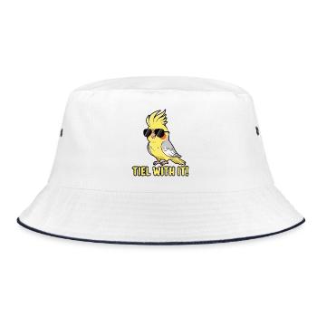 Cockatiel Parakeet Humor Bird - Bucket Hat - white/navy - Front