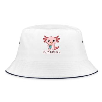 Süße rosa Axolotl Esschips - Bucket Hat - Weiß/Navy - Vorne