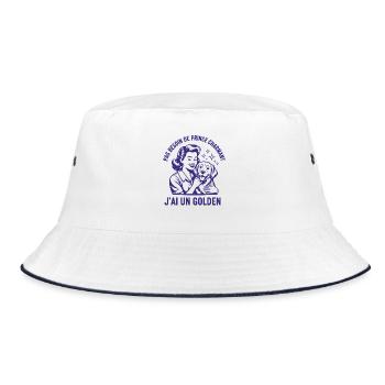 no need for prince charming i have a golden - Bucket Hat - white/navy - Front