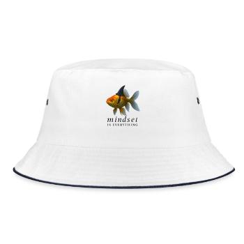 Mindset ist alles Goldfisch, Motivierend - Bucket Hat - Weiß/Navy - Vorne