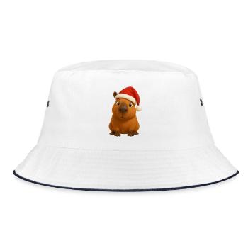 Capybara Weihnachten - Bucket Hat - Weiß/Navy - Vorne