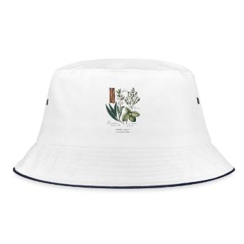 Botanical Art - Cinnamon & Basil - Bucket Hat - white/navy - Front