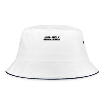 Angler: Meister der Geduld & Überredungskunst - Bucket Hat - Weiß/Navy - Vorne