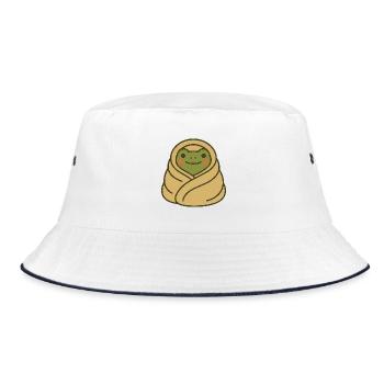 Eingekuschelter Frosch – Cozy Blanket Frog - Bucket Hat - white/navy - Front