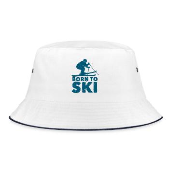 Born to Ski Silhouette - Bucket Hat - Weiß/Navy - Vorne