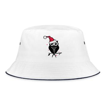 Hibou d’hiver avec chapeau de Père Noël dans la neige - Bob - blanc/marine - Devant