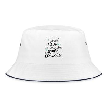 Ich bin klein aber ich werde bald große Schwester - Bucket Hat - Weiß/Navy - Vorne