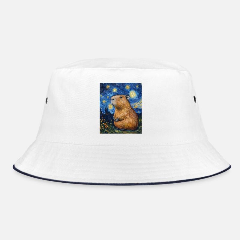 Capybara Van Gogh Style Starry Night Bucket Hat
