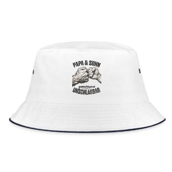 Papa Sohn Fauststoß gemeinsam unschlagbar - Bucket Hat - Weiß/Navy - Vorne