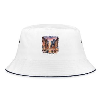 Montreal Watercolor, I Love Montreal - Bucket Hat - white/navy - Front