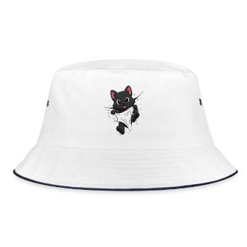 Süße Comic Katze & Kätzchen – Für Kinder & Tierfan - Bucket Hat - Weiß/Navy - Vorne